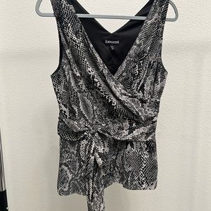 [Express] snake print sleeveless blouse with attached bow